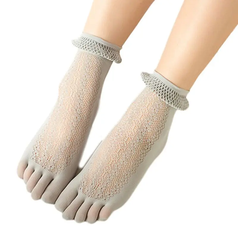 

Five Finger Socks Ladies Summer Bubble Lace Loose Mouth Stockings Hollowed Network Fashion Pile Sock