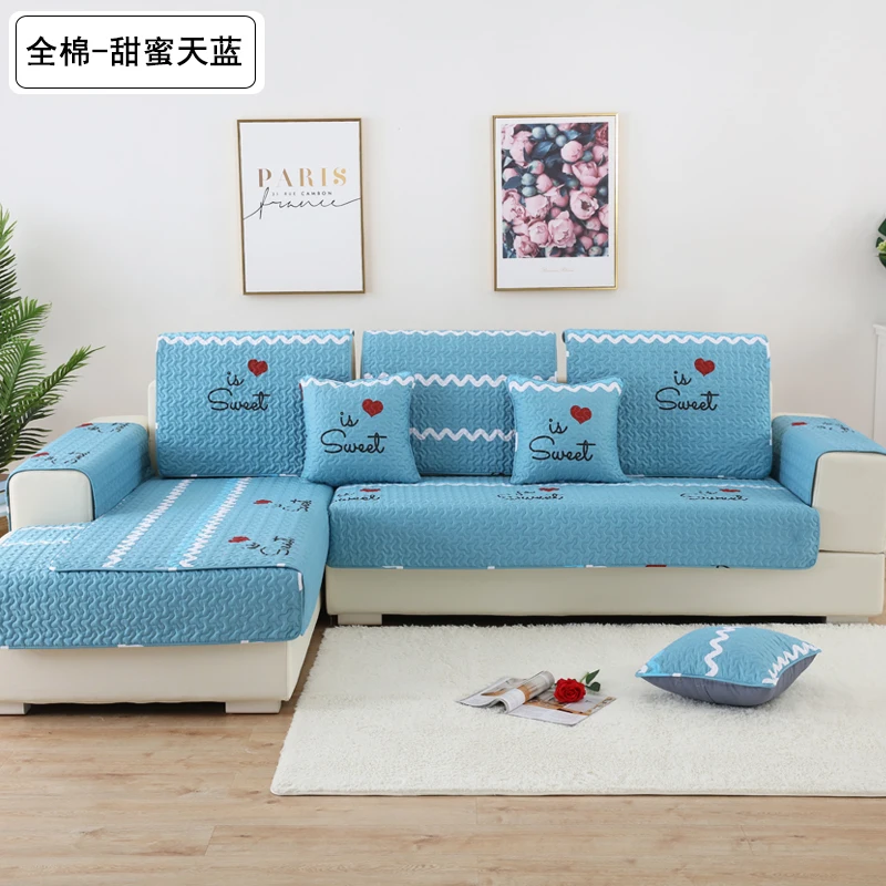 New Printing Cotton Sofa cushion four seasons universal Nordic cotton fabric back towel slippery cushion full bag full cover