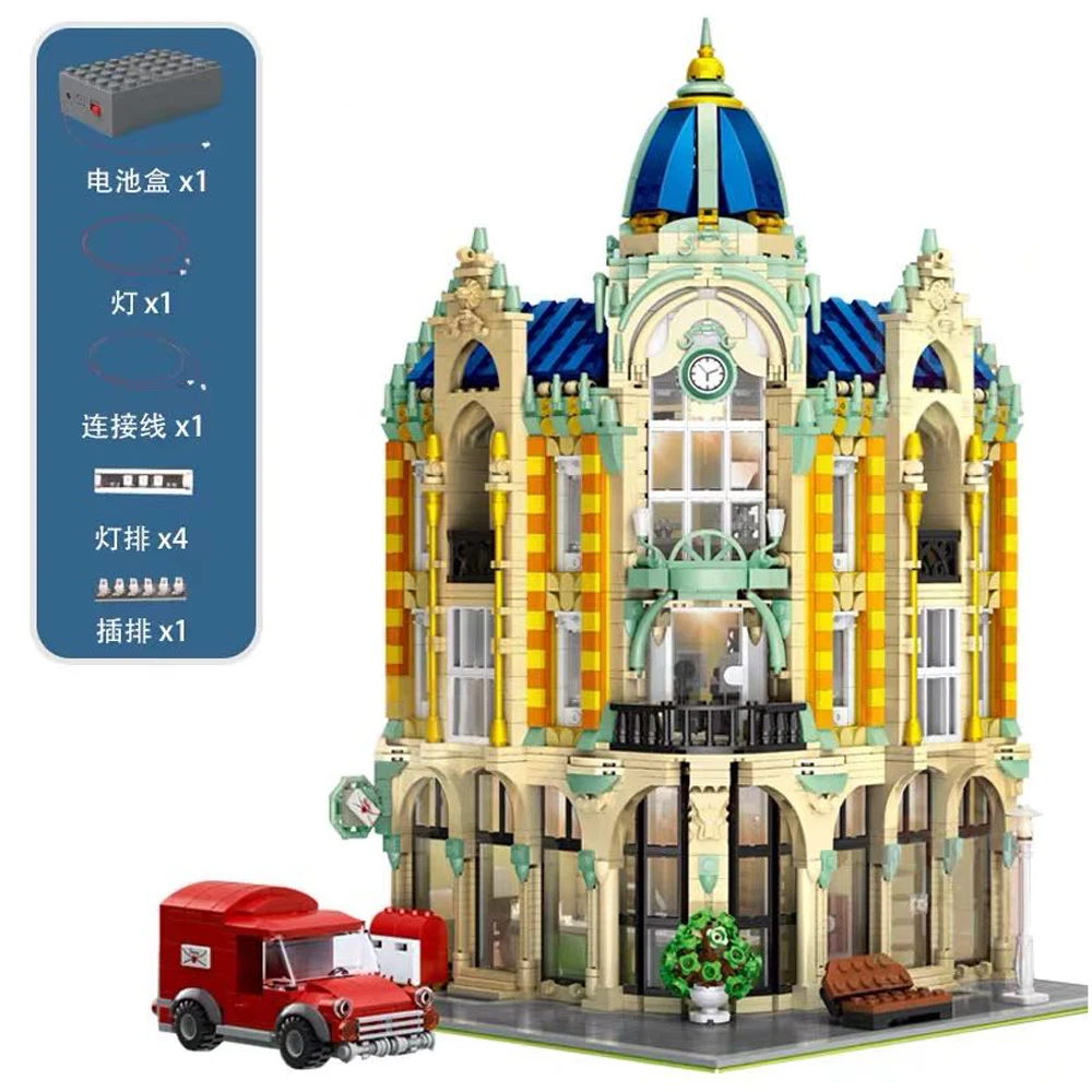 

16010 City Street View MOC Building Blocks 10182 Bricks Corner Post Office Store Model Educational Toys For Children 15002