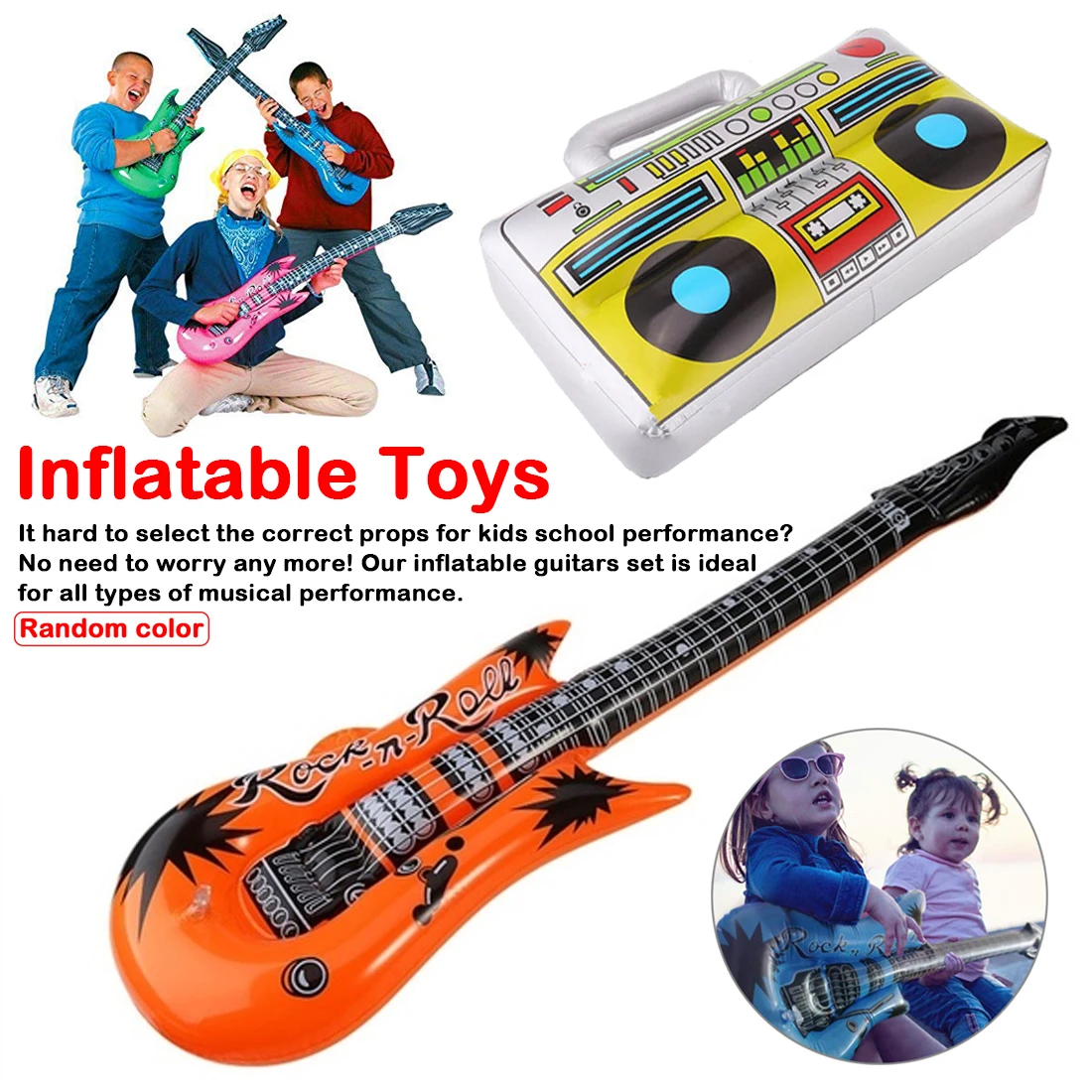 

5Style PVC Inflatable Instrument Toys For Children Carnival Party Music Band pretend Game They Play Accessories For Kids