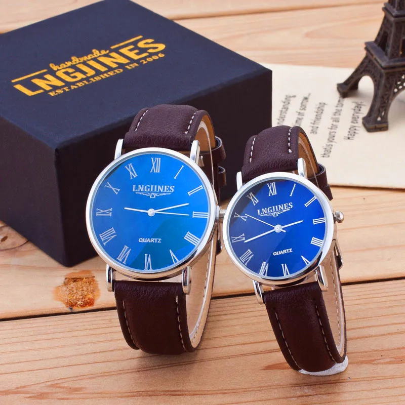 Коричневые подарки для пары часы трендовые парные часы пара для мужчин и женщин 3 бар водонепроницаемые Роскошные часы набор Parejas Enamorados