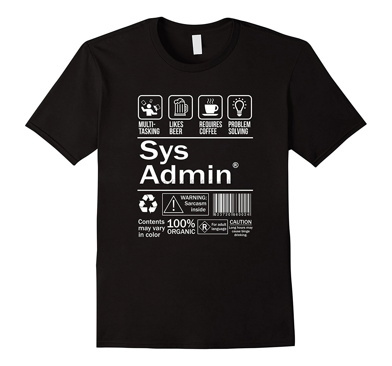 System Administrator Product Label T-Shirt Unix Linux Coffee Men Brand Clothihng Top Quality Fashion Mens T Shirt Cotton | Мужская