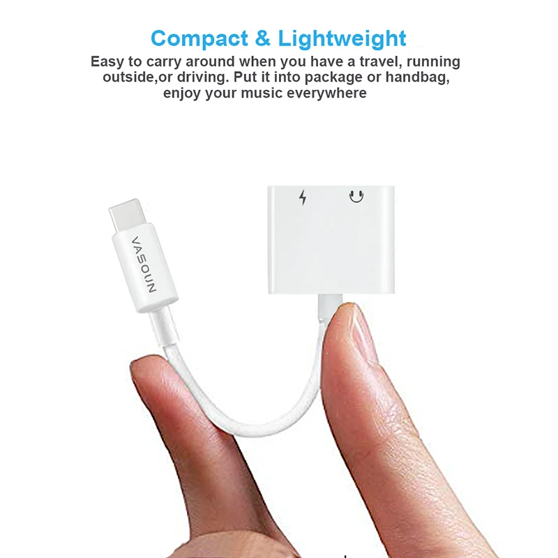 VASOUN USB C Splitter Adapter Earphone Charging 2 in 1 Dual Audio Cable Fast Charge USB C Adapter Headphones Adapter Converter