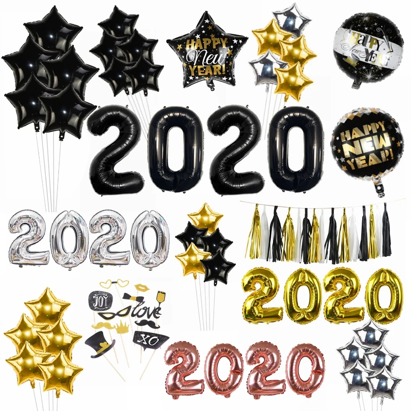 2020 фольгированный шар с Новым годом звезда круглый цифрами для рождества