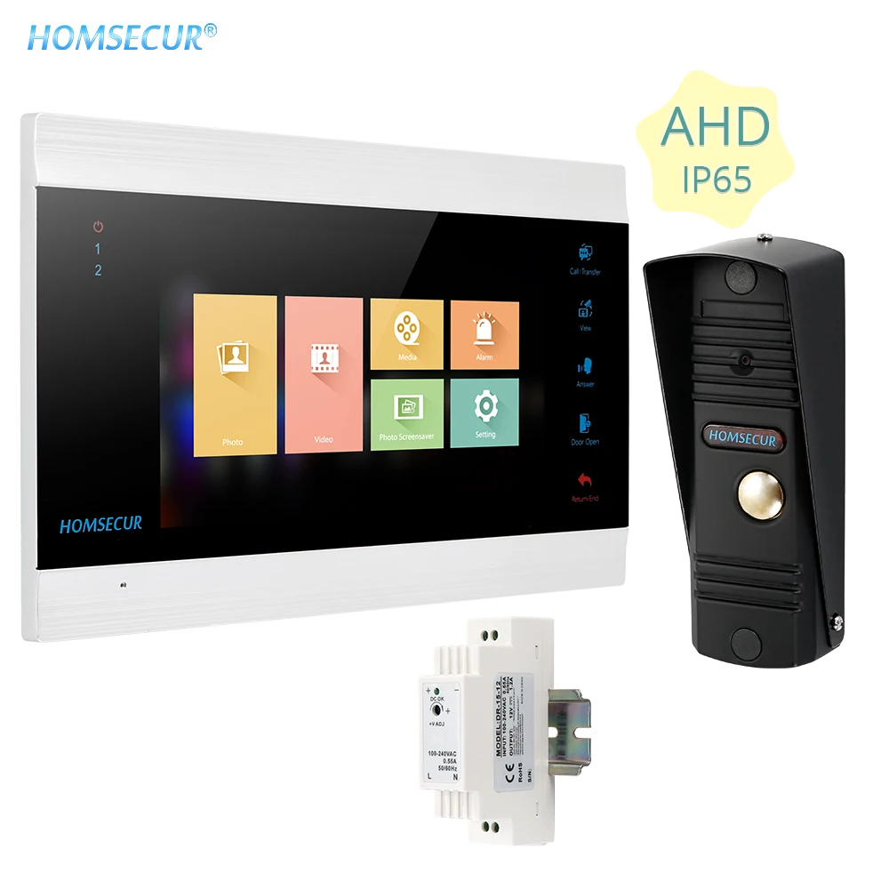 Видеодомофон HOMSECUR 7 дюймов 4 провода IP65 камера ночного видения угол 45 градусов