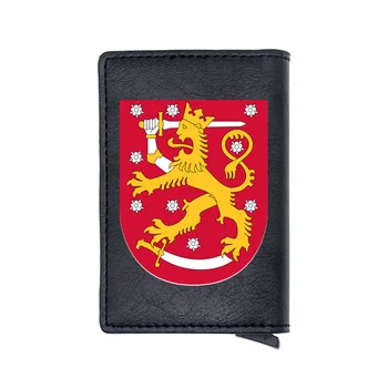 

2020 New Fashion National Emblem of Finland Digital Printing Leather Card Holder Wallet RFID Blocking Men Women Short Purse