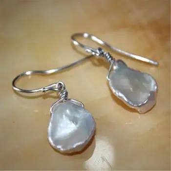 

White Baroque Pearl Earrings Silver Ear Drop Hook Women Cultured Gift Real Irregular Mesmerizing Fashion Luxury Natural