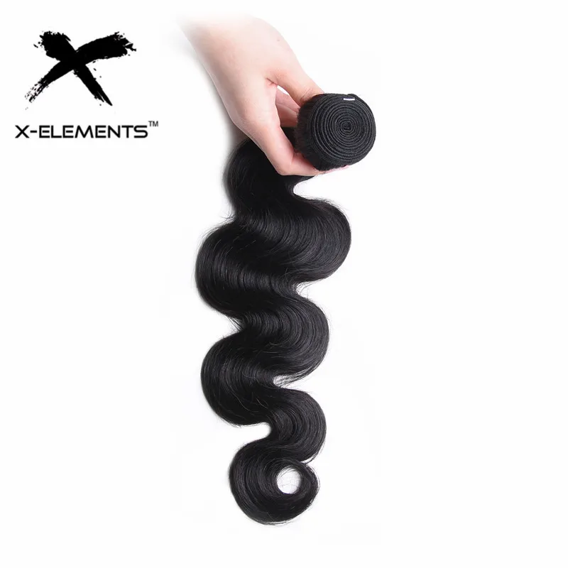 X-Elements бразильские объемные волнистые пучки с закрытием натуральный цвет 3 пучка с закрытием Remy человеческие волосы для наращивания с закрытием