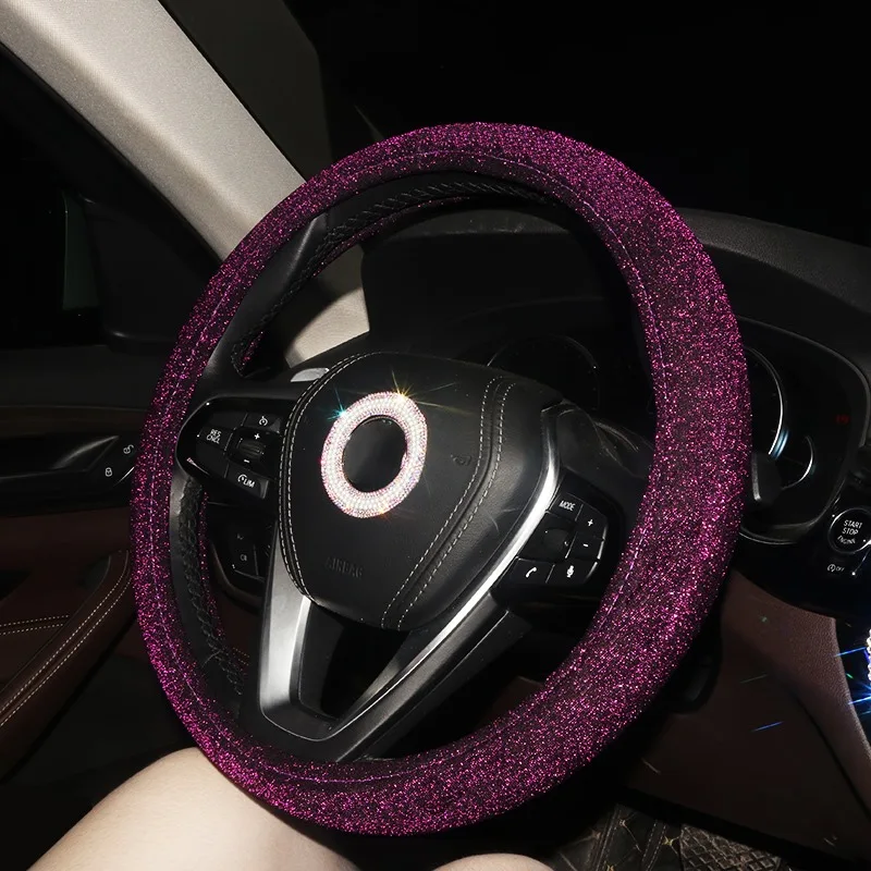 purple Зимний Лук Bling женский милый мультфильм фланель четыре сезона универсальный чехол на руль для civic/38 см - Название цвета: purple