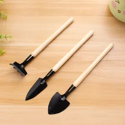Mini pelle de jardin Portable, 3 pièces, outils de jardinage, pot de fleurs, plantes en pot, herse avec manche en bois antidérapant 