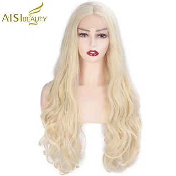 

AISI BEAUTY 13X4 Lace Front Wigs 613 Blonde Long Wavy Synthetic Lace Wig for Women Middle Part Nature Cosplay Wigs