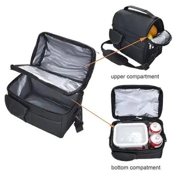 

Portable Insulated Lunch Box Leak-proof Cooler Bag in Dual Compartment Lunch Tote for Men Women Cans Wine Bag Cooler Box