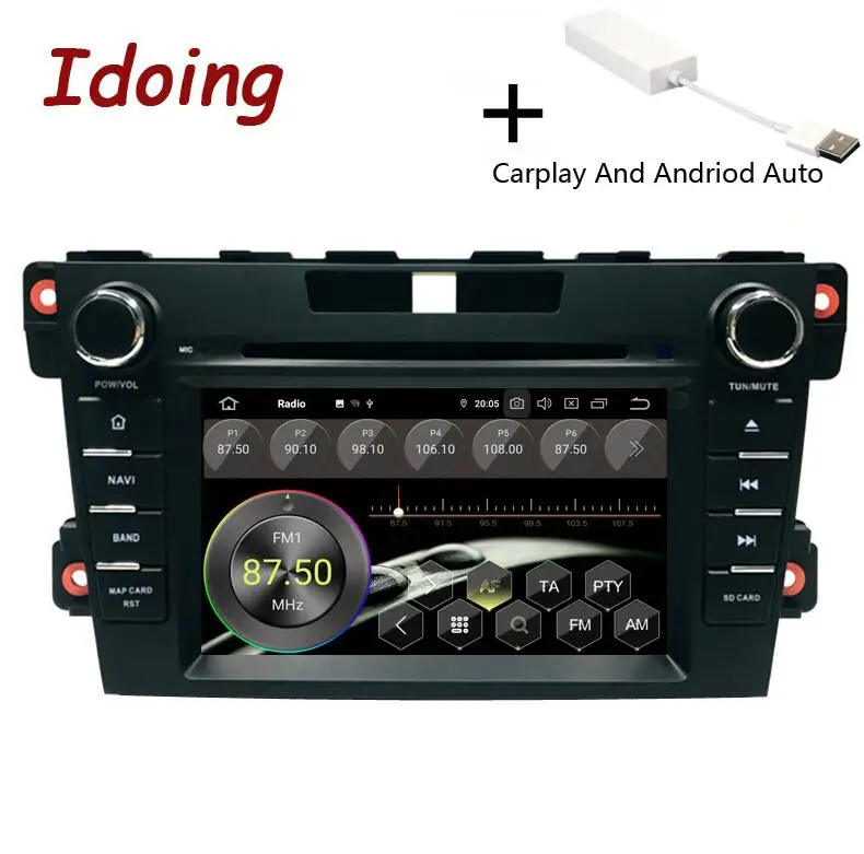 Carplay Idoing " 2Din Android 9,0 для Mazda CX-7 2008- Автомобильная Мультимедийная система dvd-плеер gps Навигация стерео 4G+ 64G TDA7850 PX5 ips - Цвет: Carplay