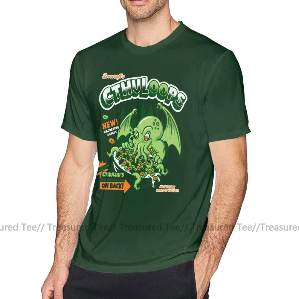 Футболка Cthulhu Cthuloops, новая футболка с ароматом, 100 хлопок, футболка с принтом, короткий рукав, летняя мужская забавная футболка - Цвет: Dark Green