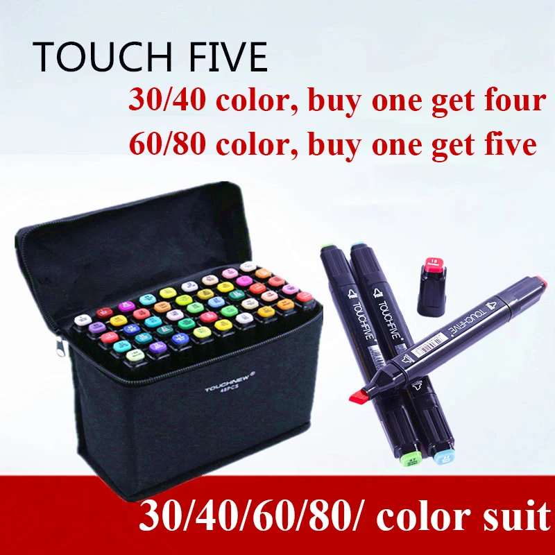 

TouchFIVE 30/40/60/80/168 Color Art Markers Set Dual Headed Artist Sketch Oily Alcohol based markers For School Animation Manga