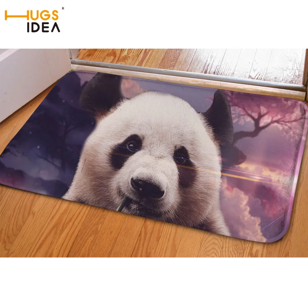 

HUGSIDEA Cute Panda Carpets for Living Room Chinese National Treasure Animal Print Entrance Mats Non Slip Bedroom Floor Mats Rug
