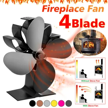 

Hot Heat Powered Stove Fan 4 Blades Fireplace Silent Portable for Wood Log Fire Burning XJS789