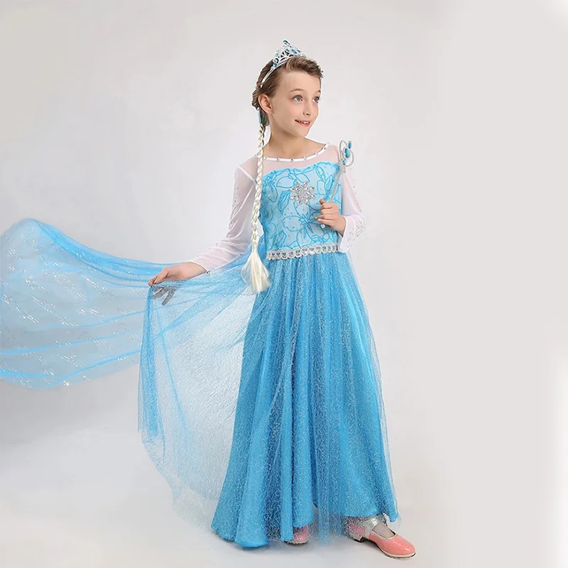 Платье для девочек; Рождественский костюм Анны и Эльзы; платья для девочек; платье принцессы Эльзы для дня рождения; детская одежда