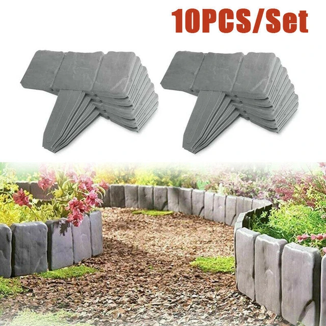 10 unids/set Grey valla de jardín bordes empedradas efecto piedra 