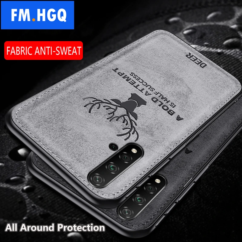 

Hot Cloth Texture Deer 3D Soft TPU Magnetic Car Case For Huawei honor 20 Pro Built-in Magnet Plate Case For honor 20 V20 Cover