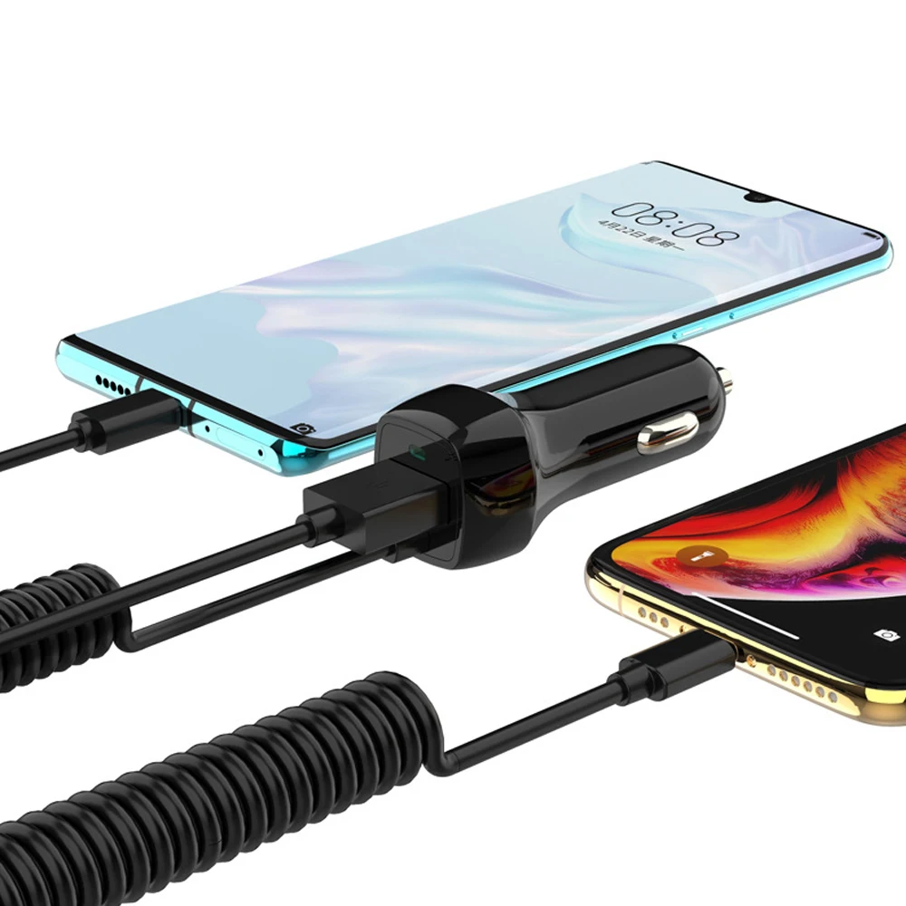 Пружинный кабель usb type-C для автомобильного стайлинга, гибкий кабель для быстрой зарядки 2,4 А, USB C для устройства type-C для Xiaomi huawei