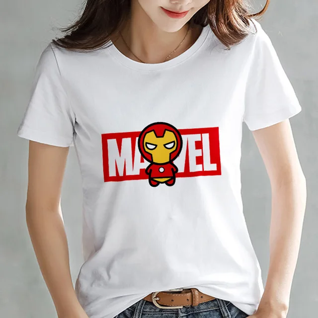 13 Модная футболка Marvel Мстители, Женская Футболка Harajuku с принтом, тонкая футболка с коротким рукавом, белые топы, женская одежда - Цвет: 13