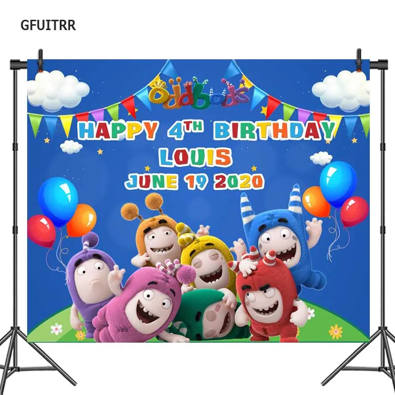 GFUITRR Oddbods фотография Фон детский душ фото фон мультфильм персонаж Красочные