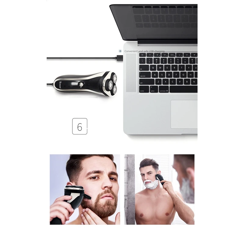 SURKER RSCX-7568A 3D электробритва Мужская USB перезаряжаемая 3 лезвия портативный триммер для бороды машинка для стрижки бакенбард