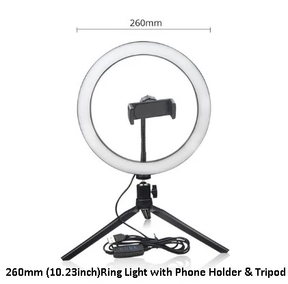 10.23 in Tripod Ring Светодиодный кольцевой светильник для студийной камеры с регулируемой яркостью, кольцевой Штатив для мобильного телефона и видеосъемки, селфи-Палка для Xiaomi, iphone, Canon, Nikon - Цвет: 10.23 in Tripod Ring