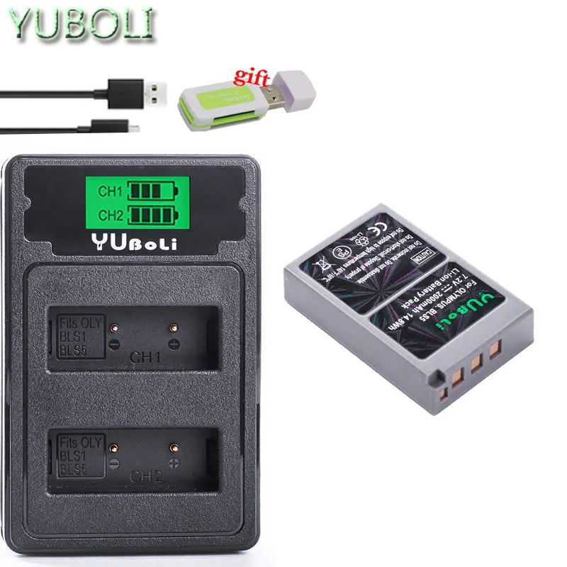 charger and 1battery 2000mAh PS-BLS5 BLS-5 BLS5 BLS50 батарея+ двойное зарядное устройство для Olympus PEN E-PL2, E-PL5, E-PL6, E-PL7, E-PM2, E-M10, E-M10, II, Stylus1 - Цвет: charger and 1battery
