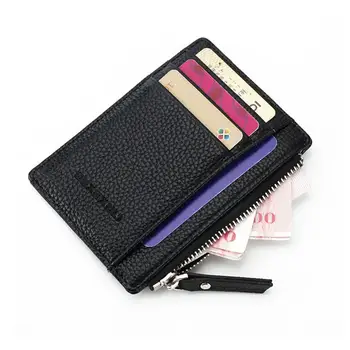 

Wallet slim money clip credit card Cash Holder Case ID business Waterproof Faux leather Parse Wallet Black Red