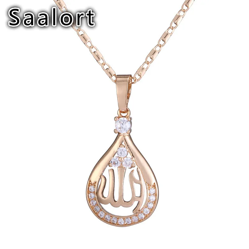 

Middle Eastern Islam and Muslim Character Pendant Chain with Crystal Zircon Inlaid Exquisite Female Accessory Necklace
