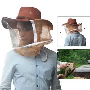 

Professional Beekeeping Hat Beekeeper Cowboy Hat Anti Mosquito Bee Insect Veil Net Hat Full Face Neck Wrap Protector
