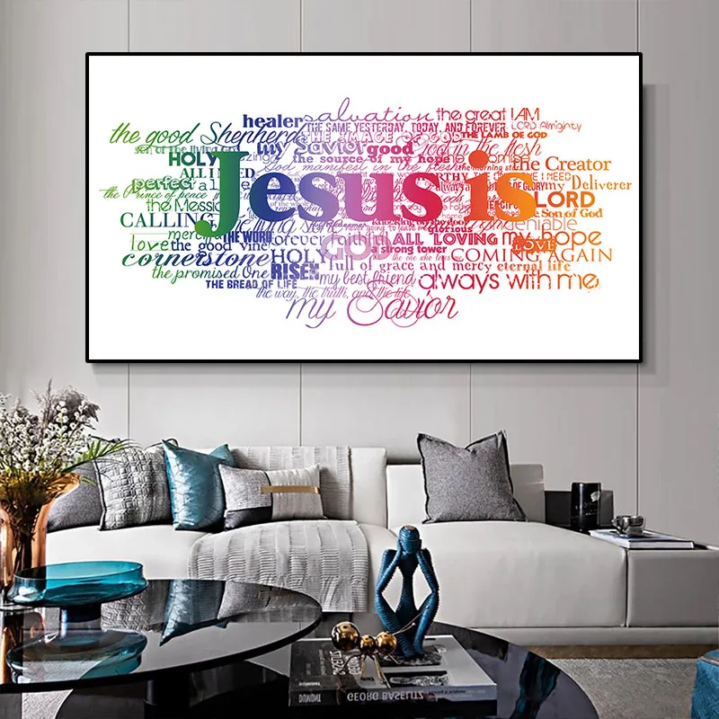 

Minimalism Posters and Prints Christian Jesus Letter Religions Picture Wall Art Canvas Paintings Modern Living Room Home Decor