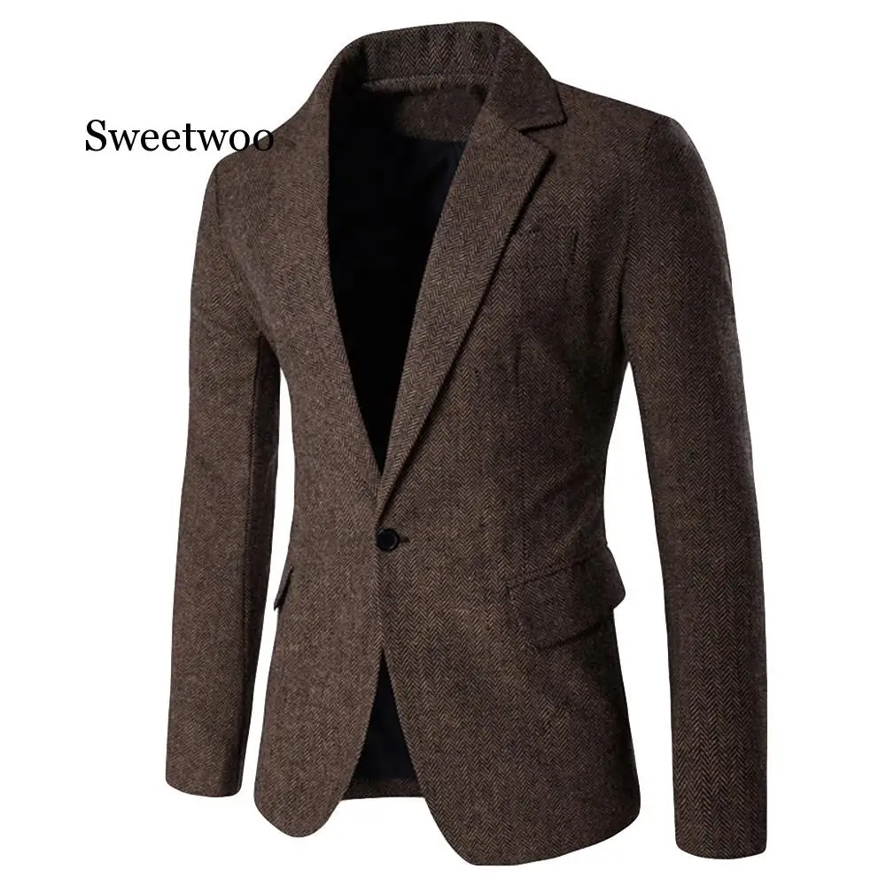 Men's Jacket Casual Pure Color Single Button Long Sleeve Suit Jacket Coat blazer men jackets and coats