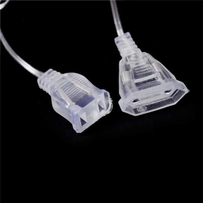 3M Power Garland Extension Lengthened Line Cable EU/US Plug Extender Transparent Wire For Christmas Lights Wedding Decoration