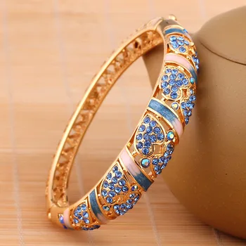 

Free shipping bracelet crystal hand string of national wind restoring ancient ways luxury gold-plated set auger enamel jewelry