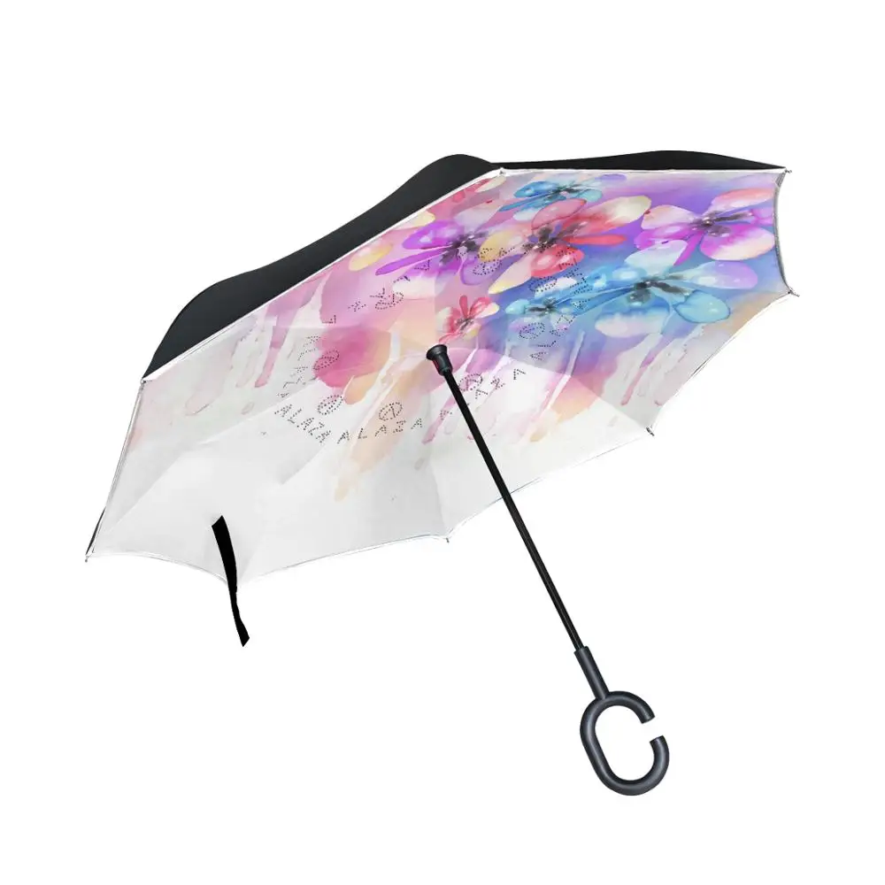 

Susino Melt Flower Reverse Umbrella Women Men Double Layer C-Shape Handle Ladies Umbrellas Waterproof Windproof