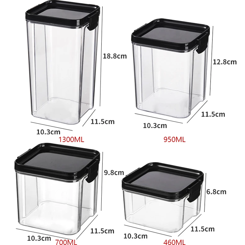 armazenamento de cozinha selado transparente quadrado pode