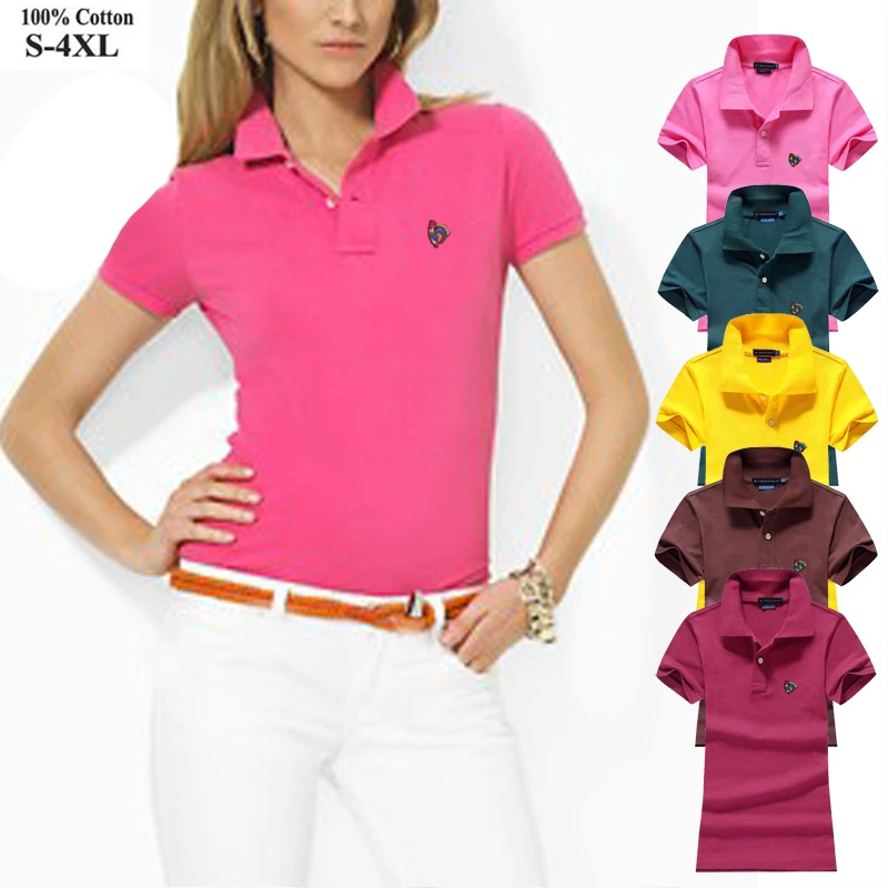 Camisetas de corta 2022 de algodón para mujer, de moda informales con solapa ajustada, novedad de verano 100%|Camisas polo| - AliExpress