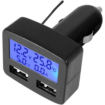 

Car Charger, Display Temperature In Vehicle, Automotive Battery Voltage and Instant Charging Voltage Current, Dual USB Adapter E