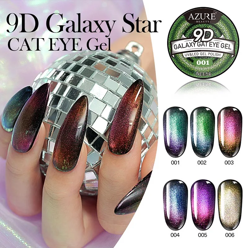 Lacheer 9D Хамелеон Galaxy Гель-лак для ногтей с эффектом «кошачий глаз» Сияющий Зеленый 6 различных цветов замачиваемый Полупостоянный гель Need Black Base Gel