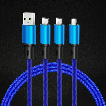 

3-in-1 2.4A Fast Safety Charging Type-C/Android/Apple Interface Nylon Material USB Data Cable