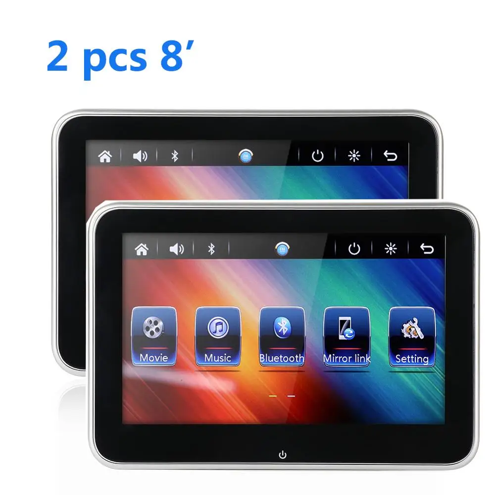 1" /8" HD Автомобильный подголовник монитор DVD видео плеер USB/SD/FM TFT lcd цифровой экран сенсорная кнопка игры пульт дистанционного управления автомобиля MP5 плеер - Цвет: 8 inch(2pcs)