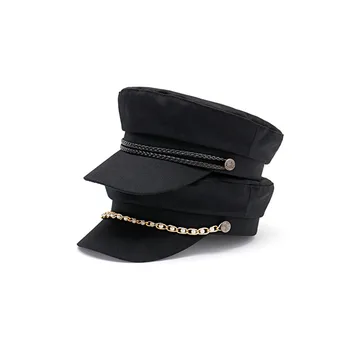 

Retro chain navy hat female summer thin beret cap fashion