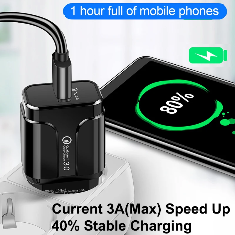 100 шт. Быстрая зарядка 3,0 18 Вт Qualcomm QC 3,0 4,0 быстрое зарядное устройство USB портативная зарядка для сотового телефона зарядное устройство для iPhone samsung huawei
