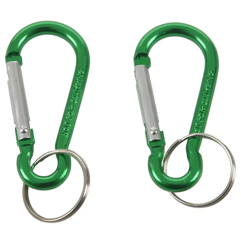 

2 Pcs Spring Loaded Gate Carabiner Hook Aluminum alloy Ring Keychain Green