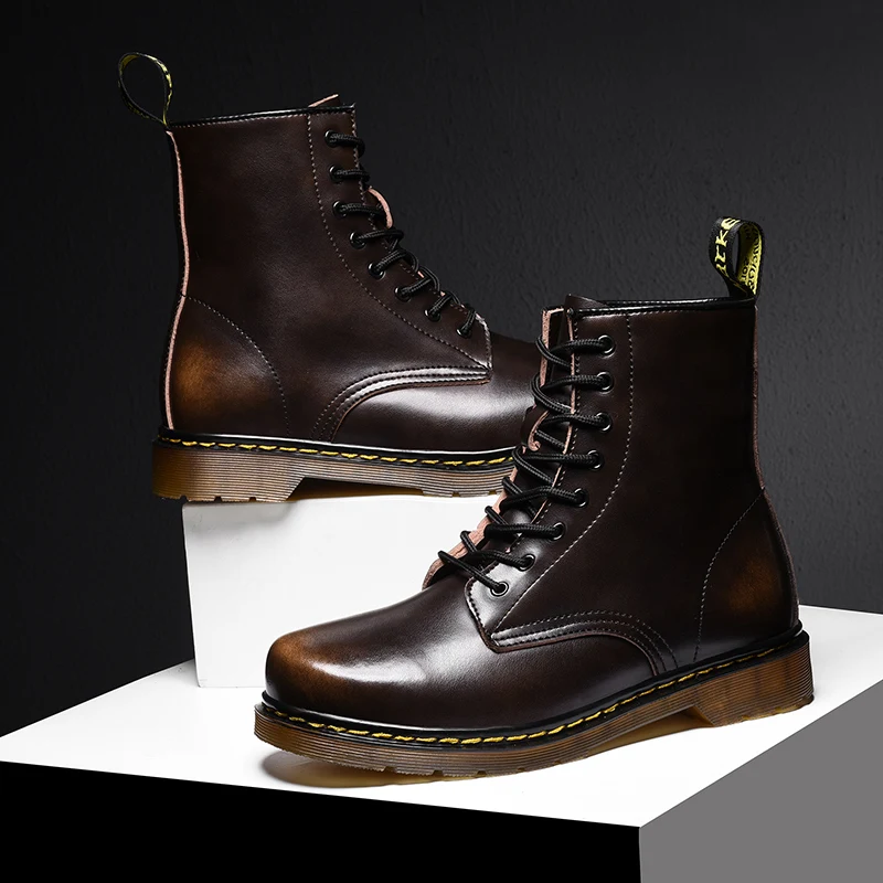 Doc/женские ботинки Мартинс на платформе женские кожаные шерстяные зимние теплые