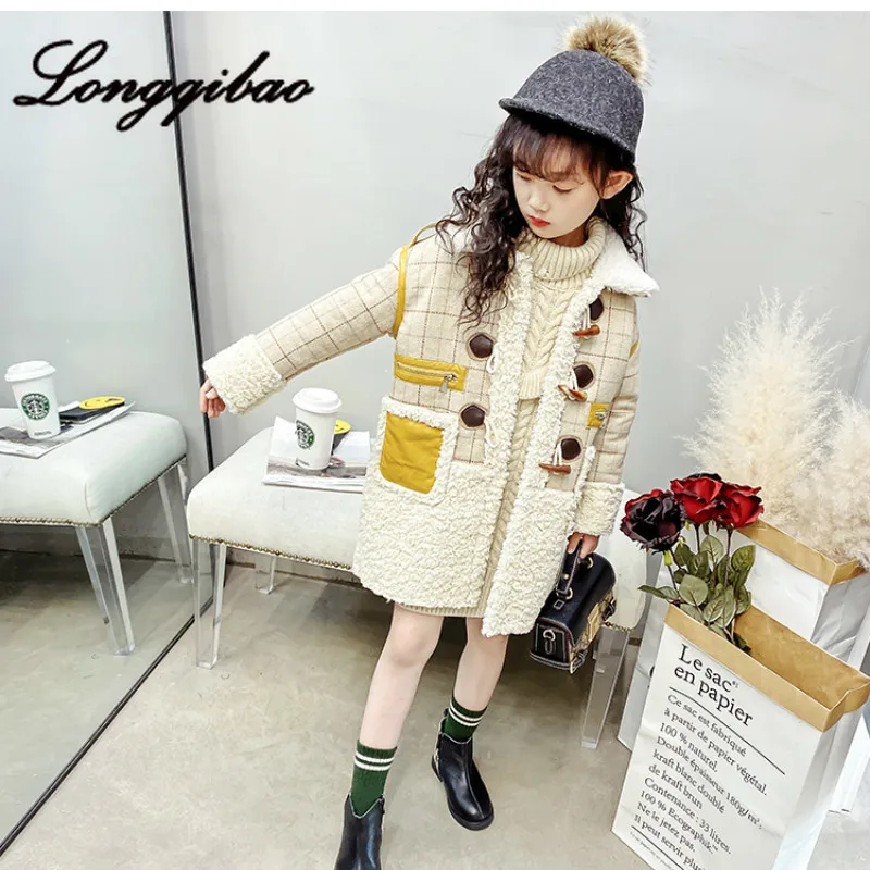 

Girls Plus Cotton Long-sleeved Jacket 2019 New Winter Korean Children's Long Section Fashion Warm Thick Autumn and Winter Coat