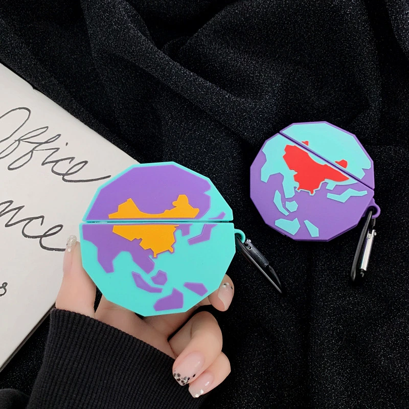 

3D Earth Pattern Earphone Case For Airpods Pro Case Silicone Cartoon Headphone Cover For Apple Air pods 1 2 Case Accessory Ring